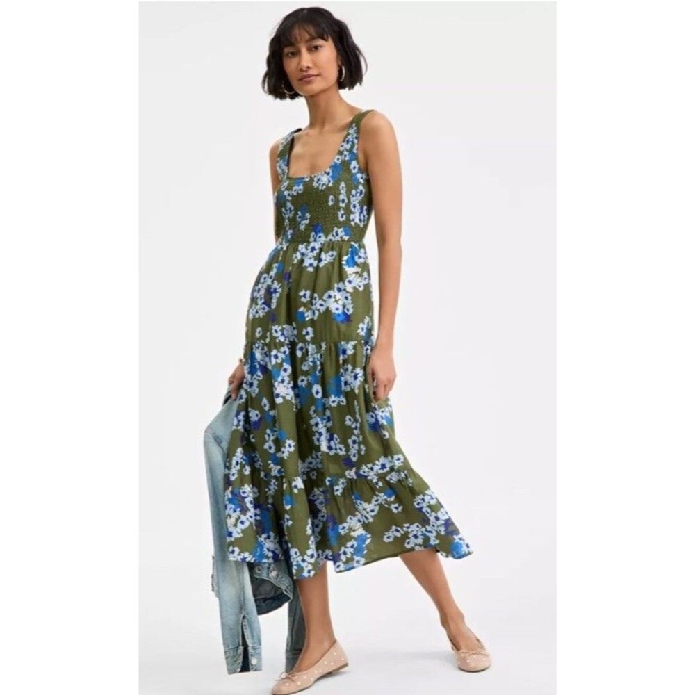 Smocked Bohemian Peasant, Flowing‎ Tiered Maxi Dress NWT XXL